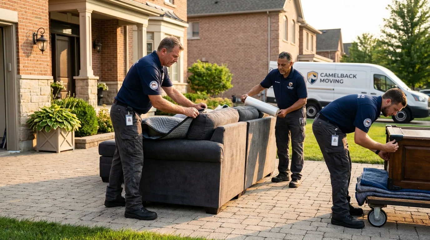 Large estate moving crew wrapping furniture in Ahoskie, NC
