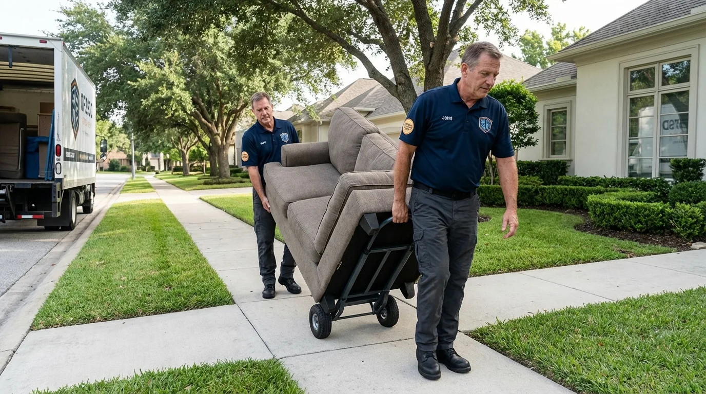 Local residential moving crew loading furniture in Ahoskie, NC