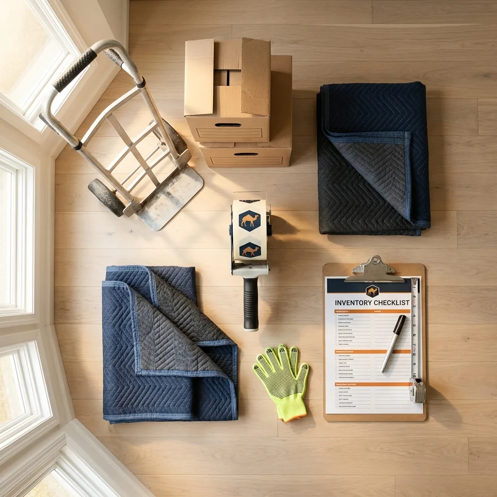 Professional moving supplies and packing materials layout for Ahoskie residential relocations